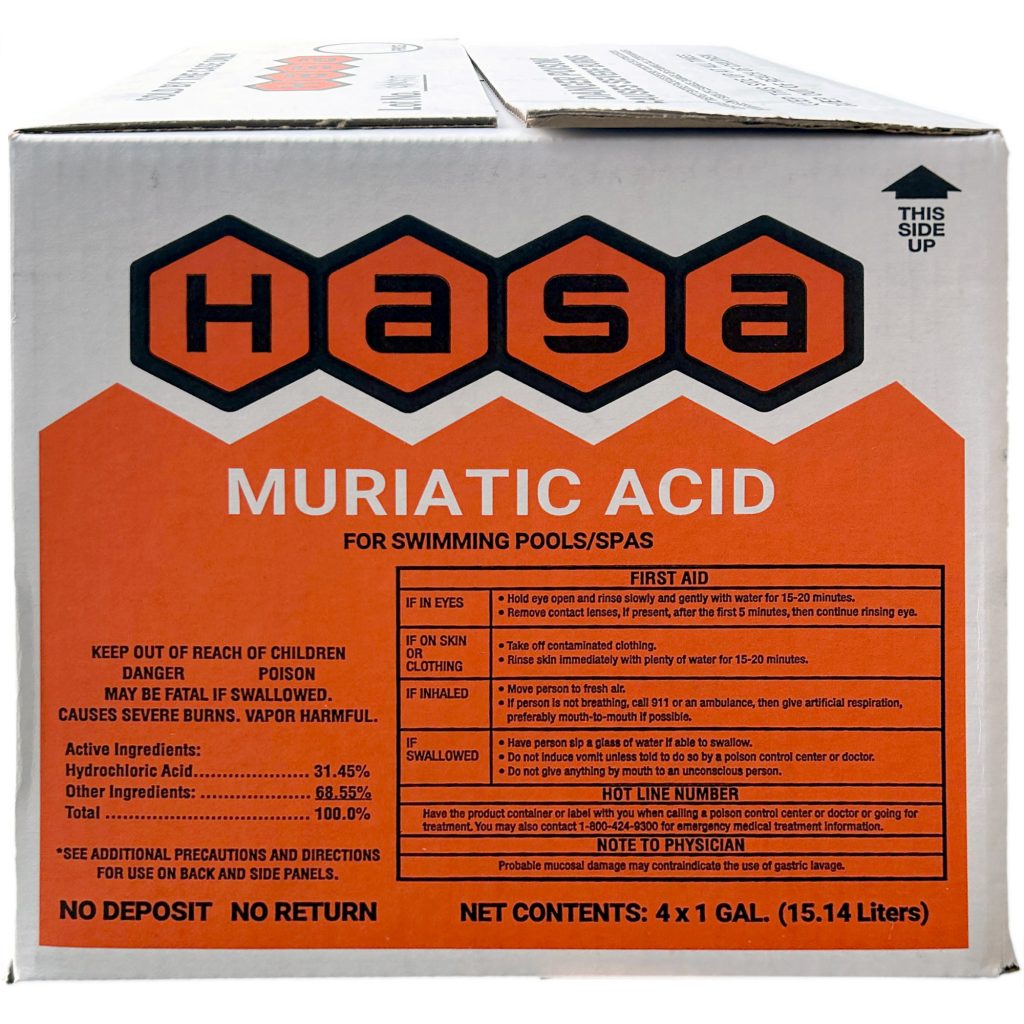 Muriatic Acid 4x1 Gallon Liquid Containers